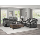 Putnam Gray Double Glider Reclining Loveseat with center console angled view