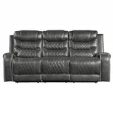 Putnam gray microfiber power double reclining sofa front view