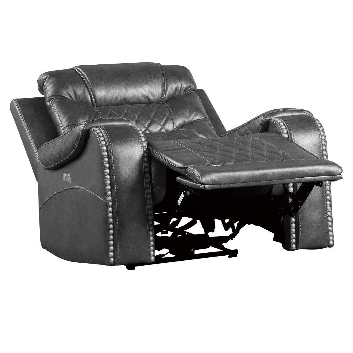 Putnam Gray Power Reclining Chair in reclined position