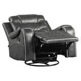 Putnam Gray swivel glider recliner shown reclining position