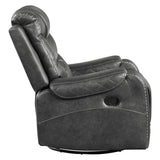 Alternate side view of Putnam Gray swivel glider reclining chair