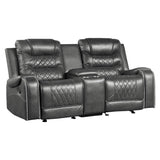 Side view of Putnam Gray Microfiber Reclining Loveseat