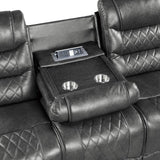 Center drop-down table with cup holders and charging ports