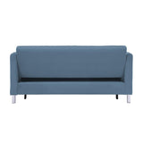 Greenway Blue Velvet Convertible Studio Sofa with Pull-Out Bed back view