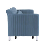 Greenway Blue Velvet Convertible Studio Sofa with Pull-Out Bed side profile