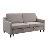 side view of Adelia Cobblestone Velvet Convertible Sofa With Pull out Bed bed
