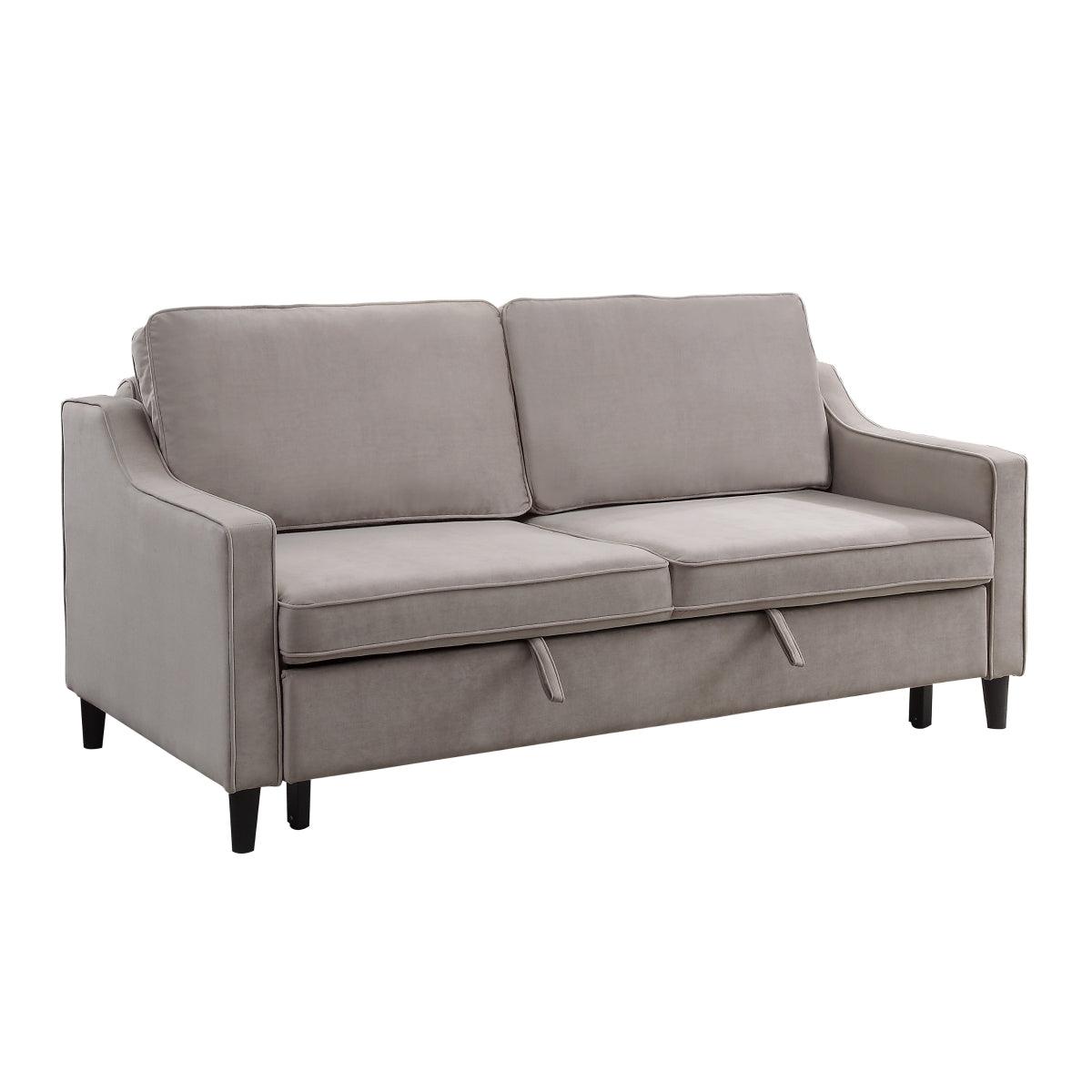 side view of Adelia Cobblestone Velvet Convertible Sofa With Pull out Bed bed