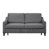 Adelia dark gray velvet upholstered convertible sofa front view