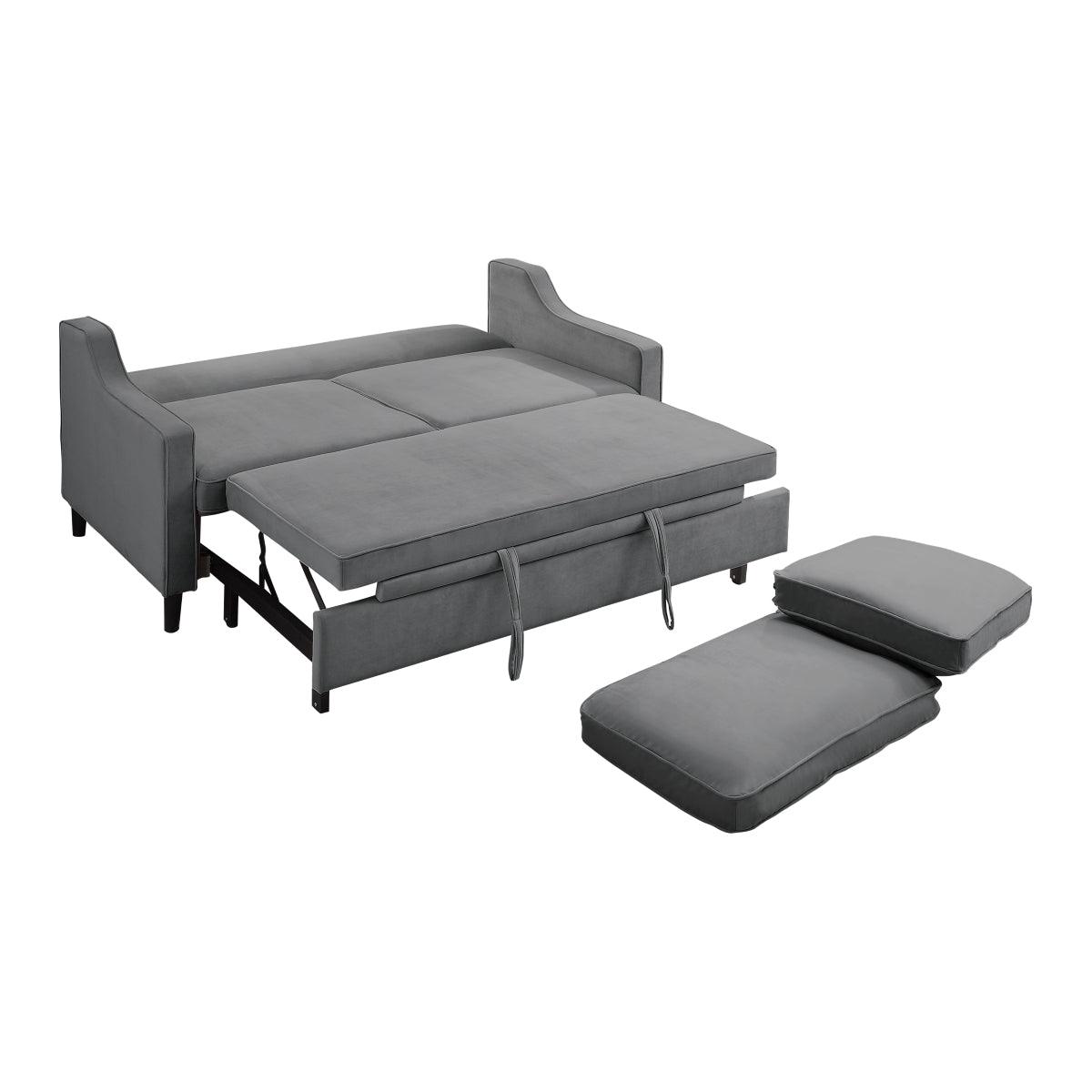 Detail of exposed faux wood feet on Adelia sofa