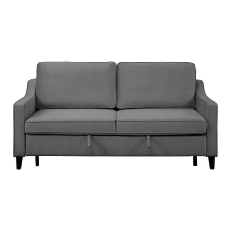 Adelia Dark Gray Velvet Convertible Sofa front view