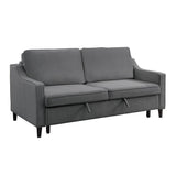 Adelia dark gray velvet convertible sofa side view