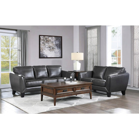 Spivey Dark Gray love seat angled view