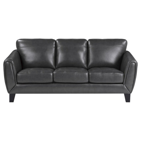 Spivey Dark Gray Leather Sofa front view