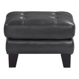 Spivey Dark Gray Leather and Faux Leather Ottoman front view