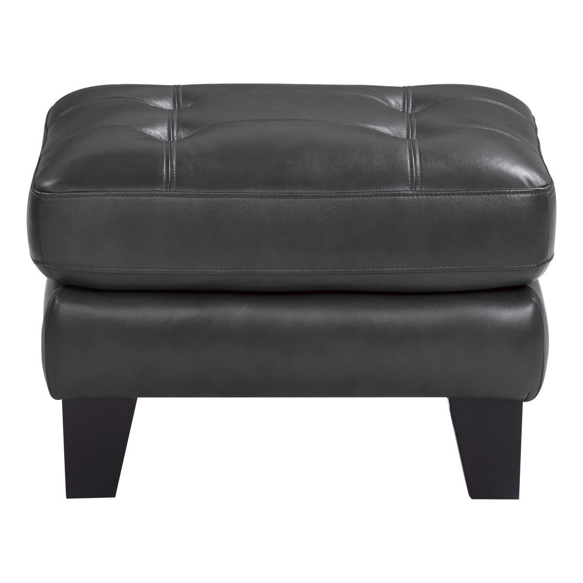 Spivey Dark Gray Leather and Faux Leather Ottoman front view