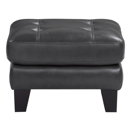 Spivey Dark Gray Leather and Faux Leather Ottoman front view