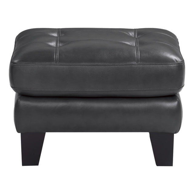 Spivey Dark Gray Leather and Faux Leather Ottoman front view