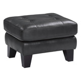 Spivey Dark Gray Leather and Faux Leather Ottoman side view