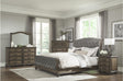 front view of Rachelle Gray Velvet Upholstered Tufted Sleigh Bedroom Set bed