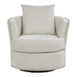 Morelia Beige Chenille Fabric Swivel Chair front view