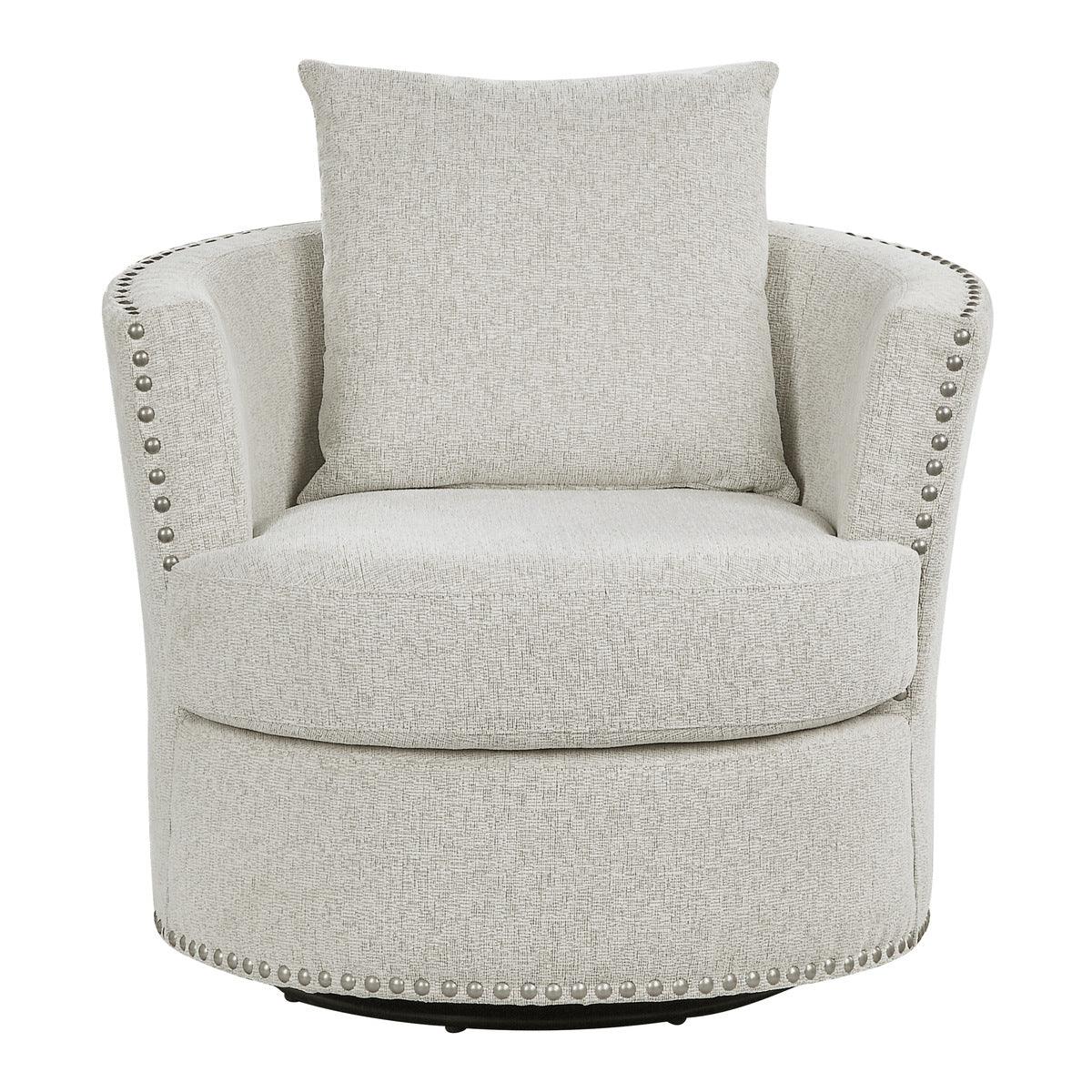 Morelia Beige Chenille Fabric Swivel Chair front view