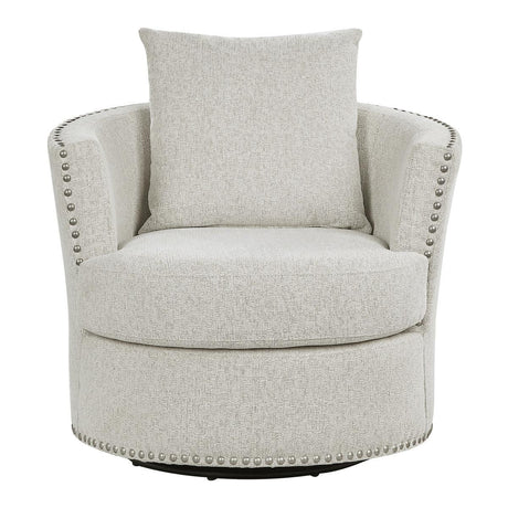 Morelia Beige Chenille Fabric Swivel Chair front view