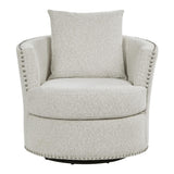 Morelia Beige Chenille Fabric Swivel Accent Chair front view