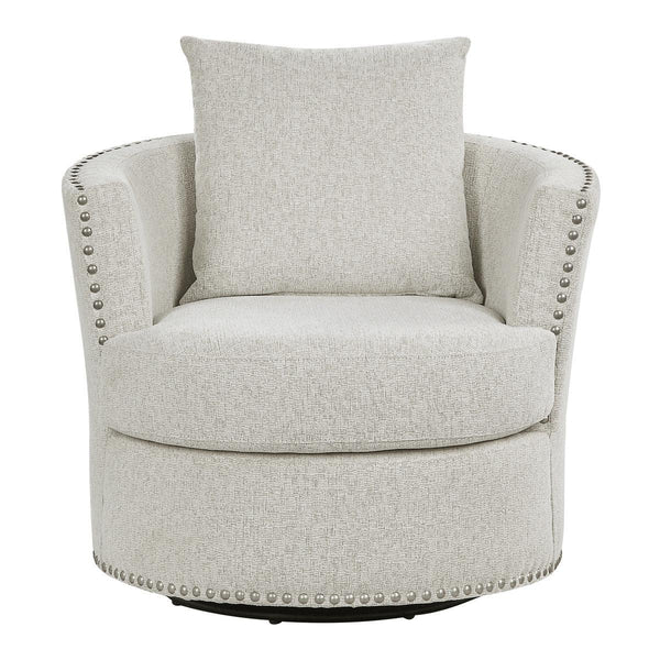 Morelia Beige Chenille Fabric Swivel Accent Chair front view