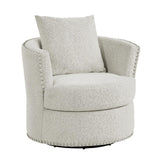 Morelia Beige Chenille Fabric Swivel Chair side view
