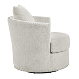 Morelia Beige Chenille Fabric Swivel Chair angled side view