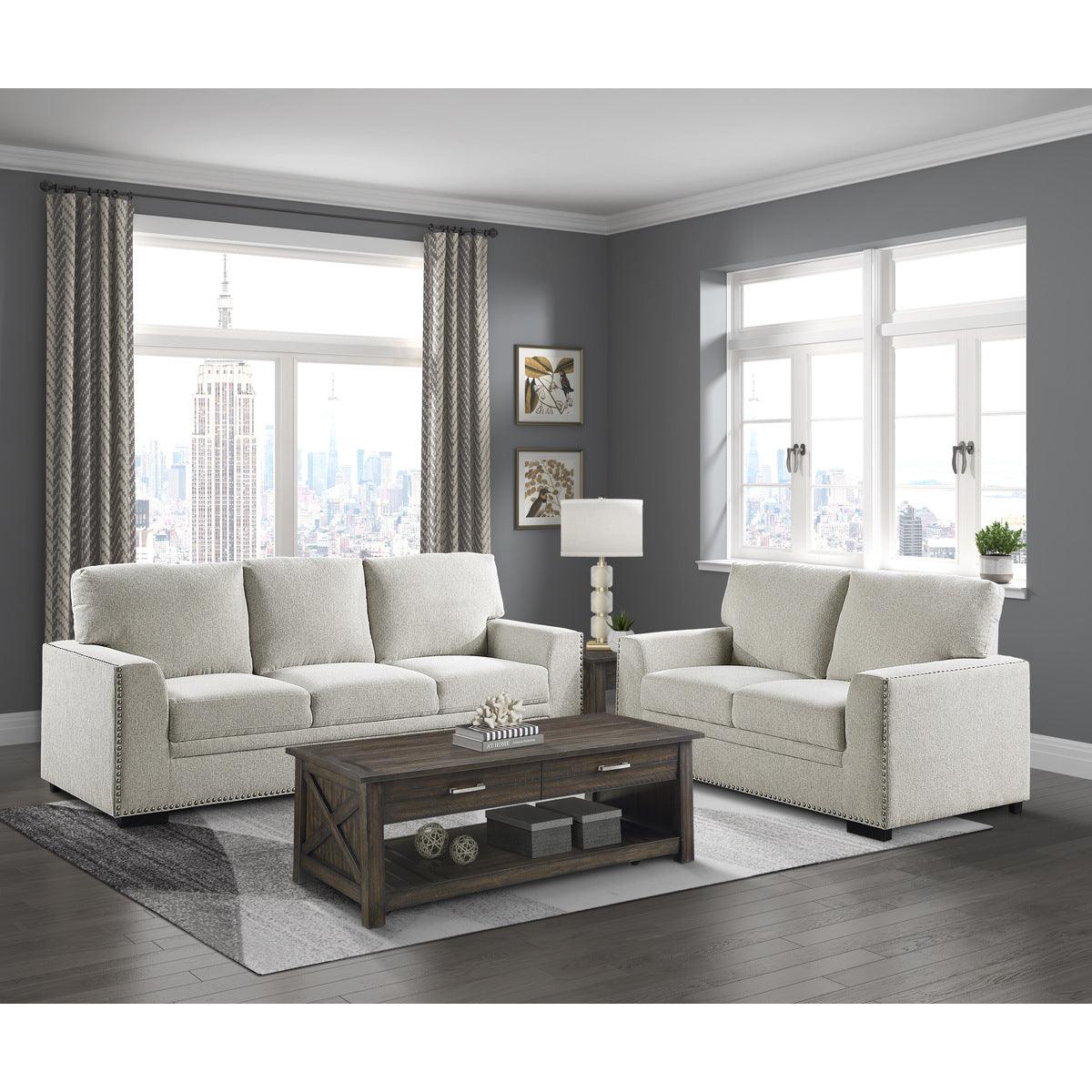 Alternate front view of Morelia Beige Fabric Sofa