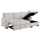 Open pull-out bed view of Morelia Beige Sectional Sofa
