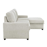 Detail view of Morelia Beige Fabric sectional fabric and arm