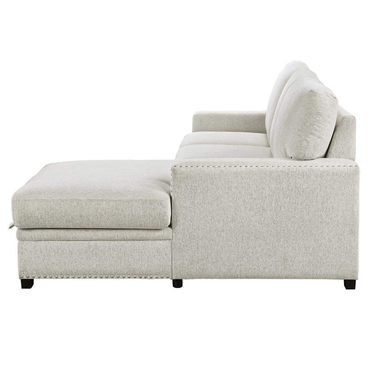 Room setting of Morelia Beige Fabric 2-Piece Sectional Sofa with Right Chaise