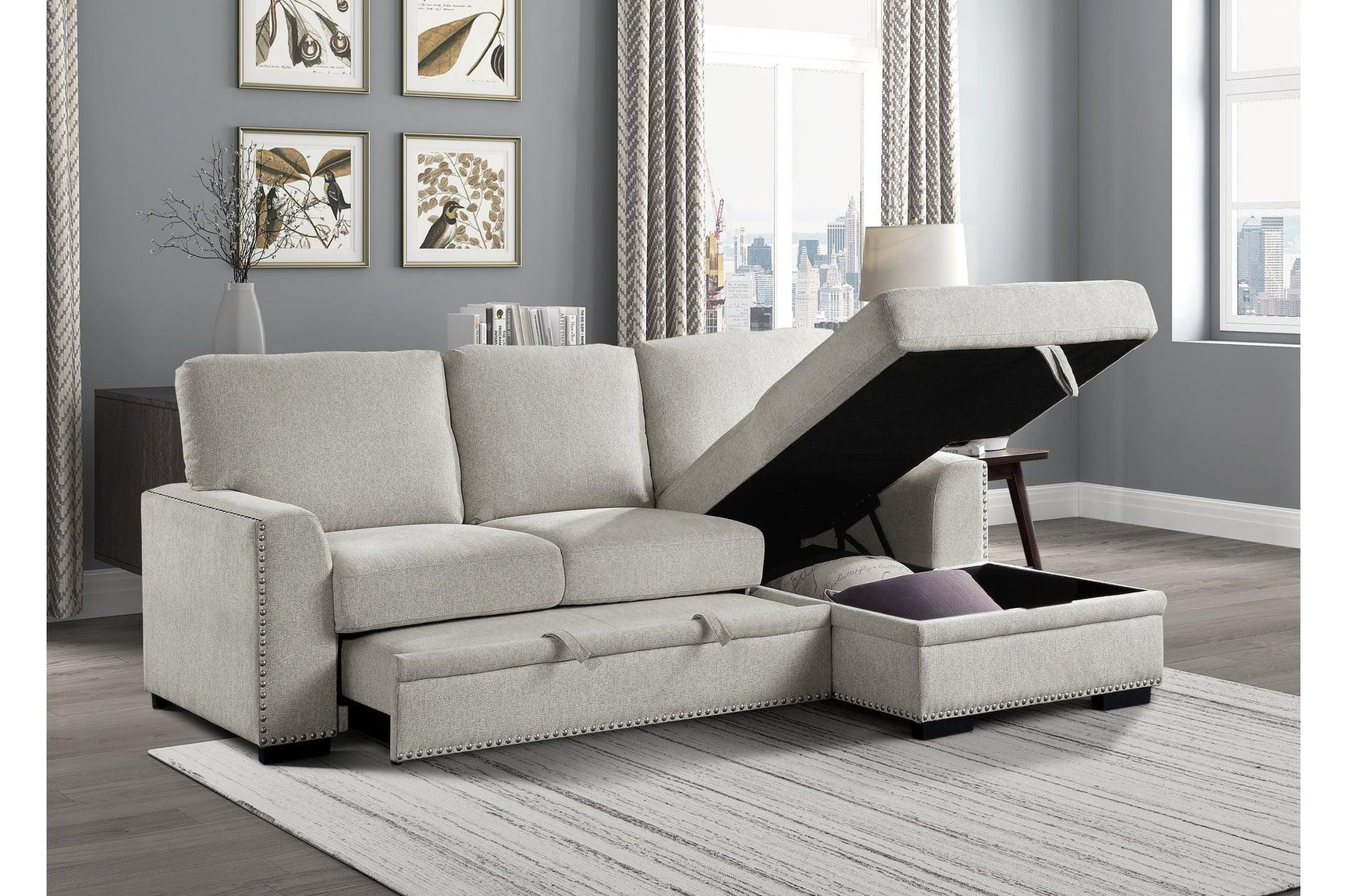 Morelia Beige Fabric Living Room Set loveseat angled seat view