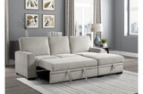 Morelia Beige Fabric Living Room Set sofa front and loveseat side view