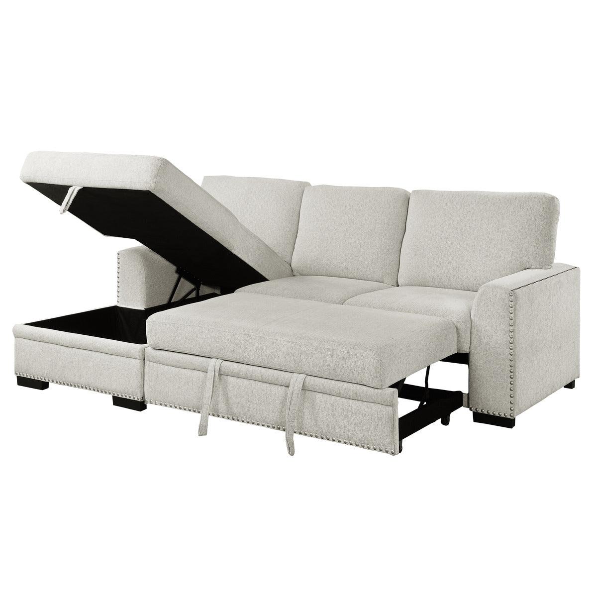 Side view with pull-out bed open on Morelia sectional sofa