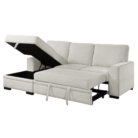 Pull-out bed extended from Morelia sectional 2-seater