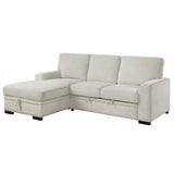 Side view of Morelia beige fabric sectional sofa
