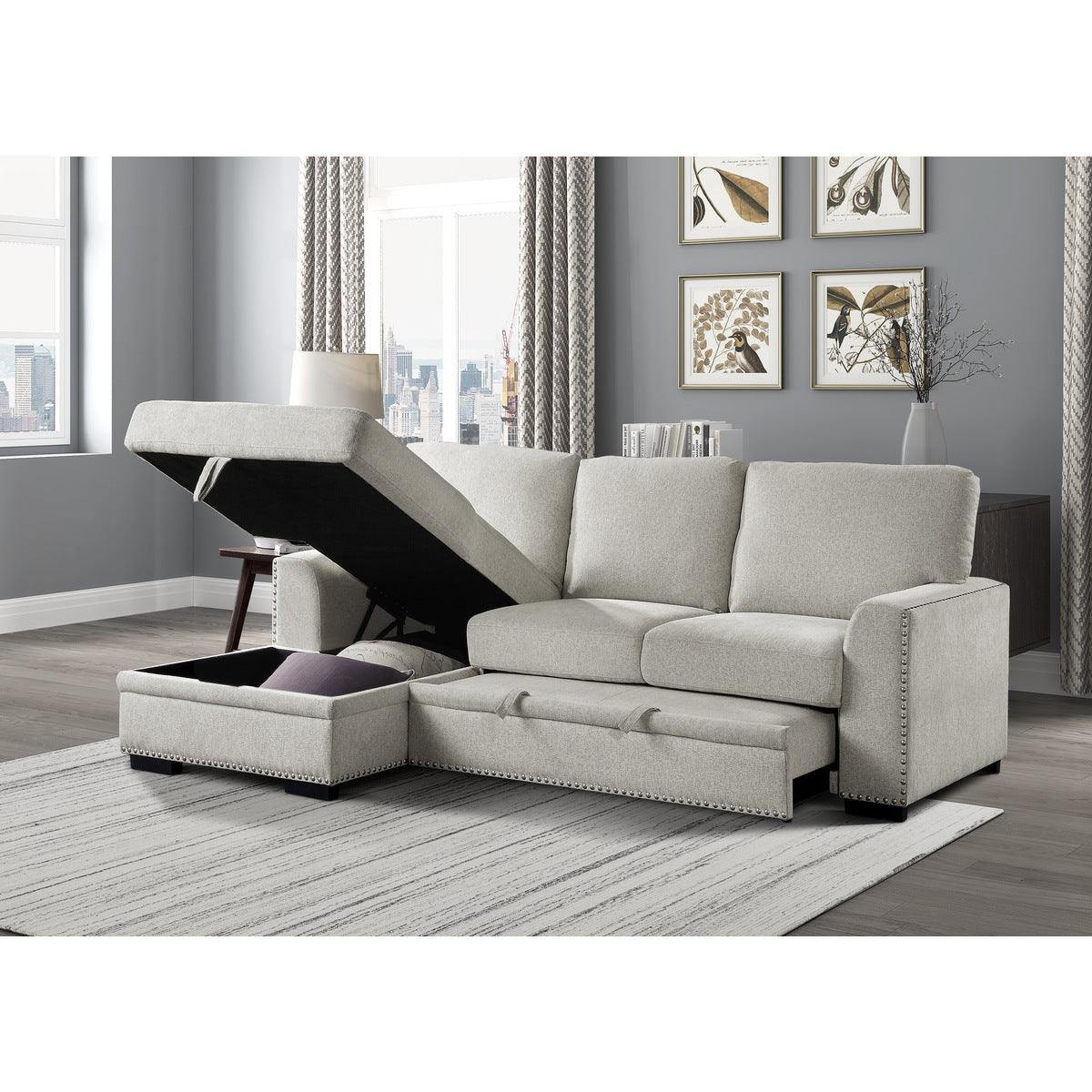 Main angle of Morelia Beige Fabric sectional sofa with left chaise