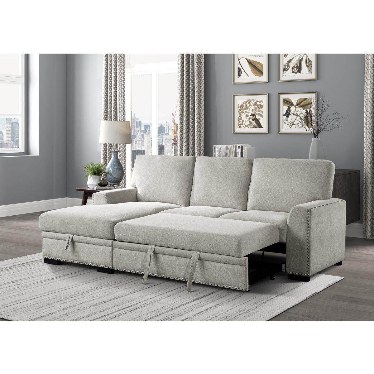 Open pull-out bed with Morelia beige sectional sofa
