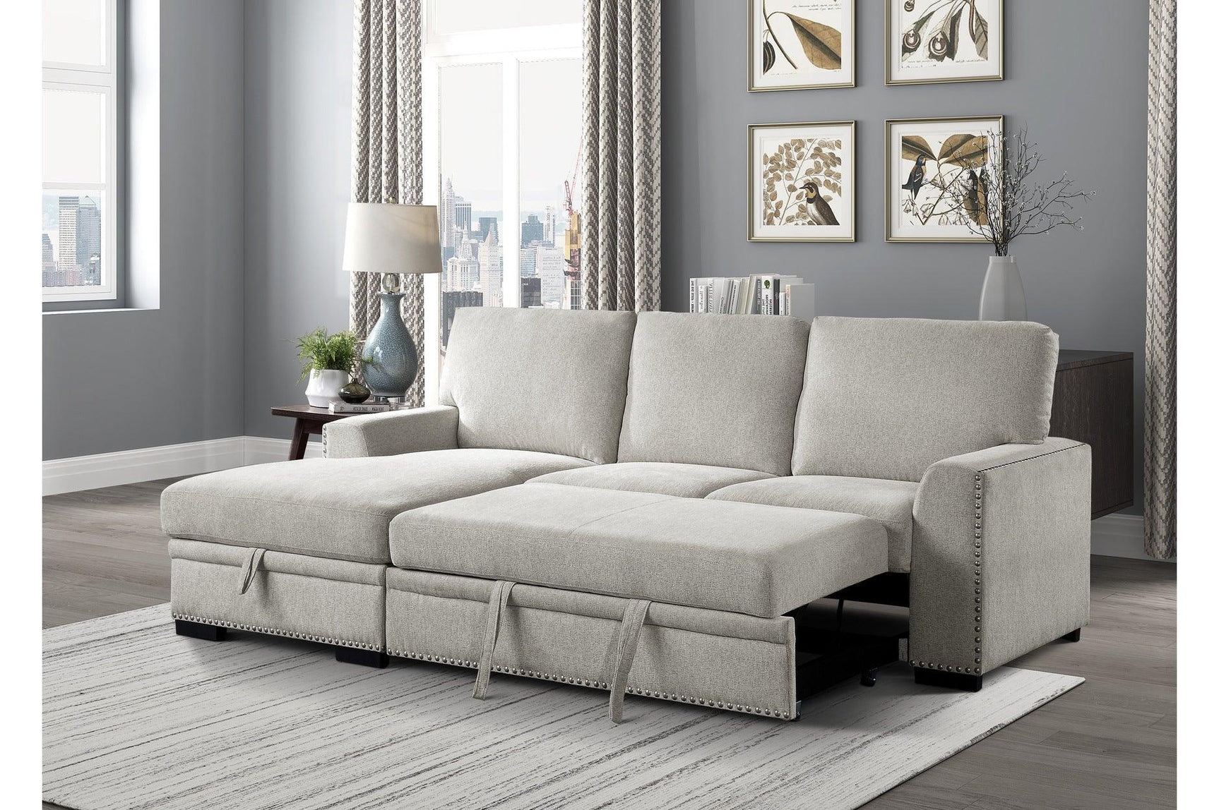 Morelia Beige Fabric Living Room Set sofa side angle view
