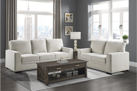 Morelia Beige Fabric Living Room Set sofa front view