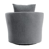 Morelia Gray Chenille Fabric Swivel Chair back view