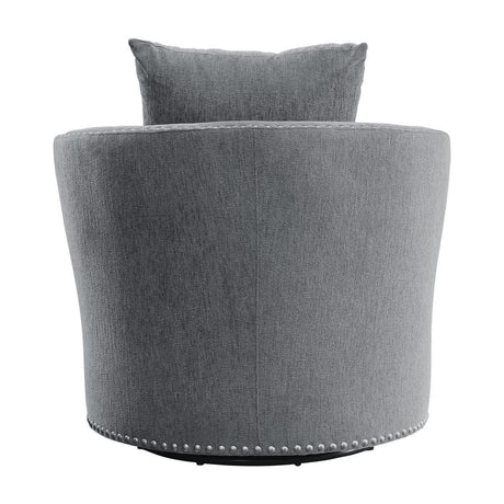 Morelia Gray Chenille Upholstered Swivel Accent Chair back view