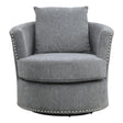 Morelia Gray Chenille Fabric Swivel Chair front view
