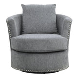 Morelia Gray Chenille Fabric Swivel Chair front view