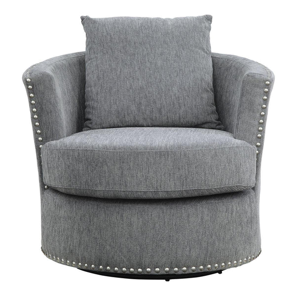 Morelia Gray Chenille Fabric Swivel Chair front view