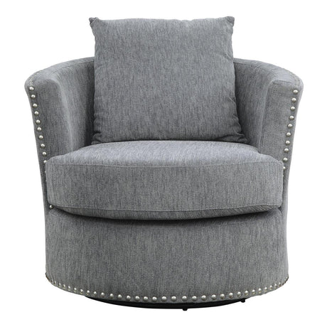 Morelia Gray Chenille Upholstered Swivel Accent Chair front view