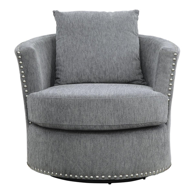 Morelia Gray Chenille Upholstered Swivel Accent Chair front view